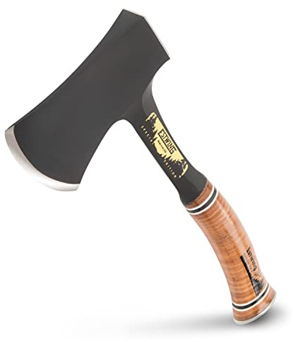 ESTWING Sportsman's Axe - 14 USA Made Special Edition Camping Hatchet with Forged Steel Construction & Genuine Leather Grip - E24ASEA