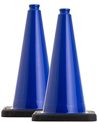 UvV Leitkegel, Pylonen Set mit 2 Stück - je ca. 2 kg, 50 cm groß, standsicher, stapelbar und flexibel Farbe: Blau