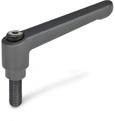 Ganter Normelemente | Verstellbare Klemmhebel mit Gewindeschraube - GN 300-78-M8-32-SW | Grifflänge: 78mm | Schraube Stahl brüniert | Griff Zink-Druckguss schwarz, kunststoffbeschichtet | 1 Stück