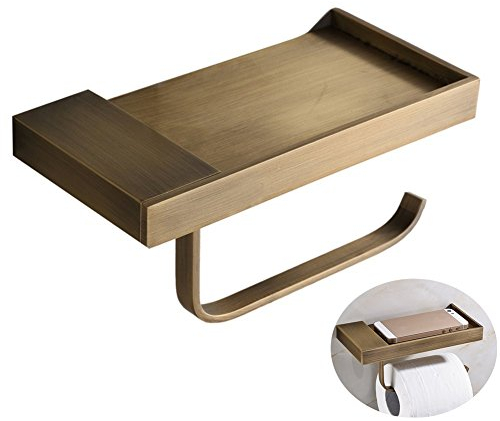 CASEWIND Style Antique Dérouleur Papier WC avec Espace de Rangement en Laiton de Qualité Idéal pour Smartphone Porte Papier Toilette Multi Fonction pour Salle de Bain avec Un Beau Design