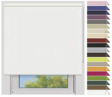 EFIXS Sichtschutzrollo Medium - 25 mm Welle - Breiten: 40-240 cm - Höhen bis 240 cm - Hier: 100 cm x 240 cm (Stoffbreite x Höhe) - Weiss (4905) - lichtdurchlässig - Blickdicht