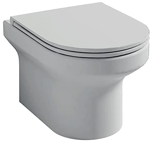 Jacob Delafon WC Suspendu Sans Bride Elite Blanc, Abattant Frein de chute | Céramique recyclée (10%). Chasse efficace, économe et silencieuse. Confort
