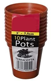 FINE GARDEN Nursery Terracotta Strong and Durable Plastic Plant Pots - Ideal for Cultivation, Cuttings or prickings - Available Various Sizes and Quantities - 7.5cm garden pot terracotta (Set of 10)