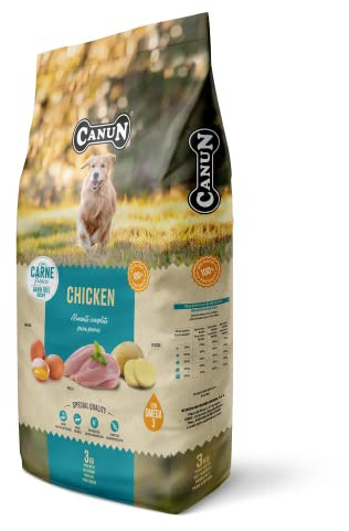 CANUN Pienso para Perros Adultos con Pollo Fresco Sin Cereales Alimento seco para Perros 3 kg Fresh Chicken