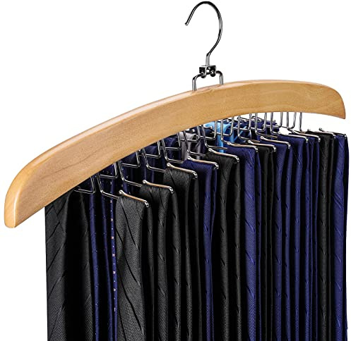 Ulimart Krawattenhalter, 2 Stück, Krawattenhalter für Herren, Schrank, 24 Haken, Holz-Krawatten-Organizer mit verbesserter 360° drehbar, Schals-Zubehör, Tank-Tops, Camisoles usw. Natürlich