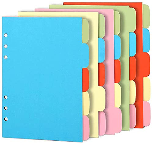 10 Sets A6 Trennblätter, Papier, gelocht, Karte, Trennblätter, Registerkarten für Notizbuch, Planer