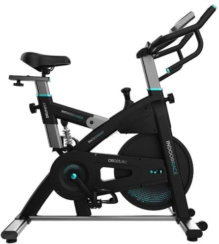 Cecotec Bicicleta Estática Indoor con Volante de Inercia de 16 a 25 Kg DrumFit Indoor 20000 Race. Pulsómetro, Pantalla LCD, Soporte Dispositivos y Botella, Manillar Deportivo, Ruedas, Sillín Ajustable