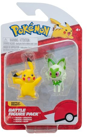 Pokémon Battle Figure First Partner 2 Pack - 2-Inch Sprigatito and Pikachu Battle Figures with Authentic Details