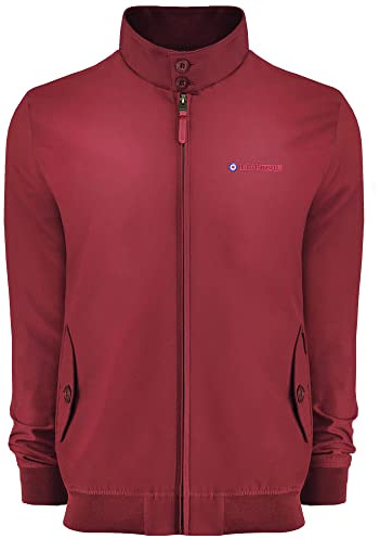 Lambretta Harrington Retro MOD klassisk jacka för män, Vinröd, XXL