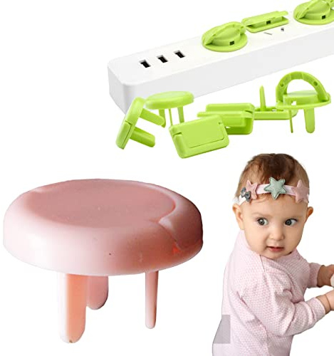 10 Stück Steckdosen für Kinder, schützt Steckdose mit Griff, elektrisch, stoßfest, ohne Schlüssel, für Sicherheit und Schutz für Babys und Kinder (Rond Rosa)