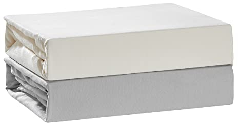 Bettlaken 240x200cm Farbe Grau, 100% Baumwolle Feinjersey mit Gummizug, Matratzenhöhe bis 24cm, Betttuch für Familien Bett, Laken, Leintuch, Spannbetttuch, Spannbettlaken