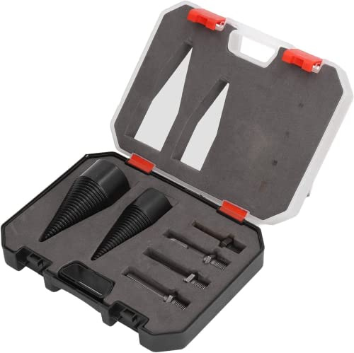 Lehelife 6pcs Firewood Log Splitter Drill Bit Removable Cones Wood Splitter Drill Bits Household Electric Split Cone Drill Woodworking 32-42mm for Hand