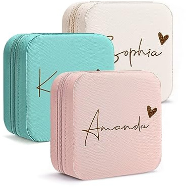 DayOfShe Joyero personalizado para damas de honor con nombre, estuche de viaje de cuero pequeño para regalos de despedida de soltera