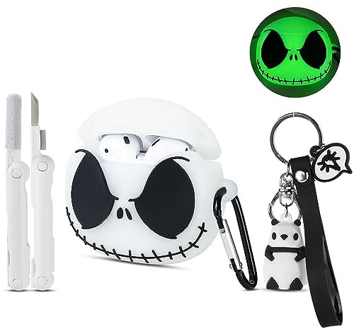 Funda compatible con Apple Airpods de 2ª y 1ª generación con kit de limpieza y bonito llavero de panda, funda luminosa 3D para Airpod divertida de anime suave funda protectora de silicona para Airpods