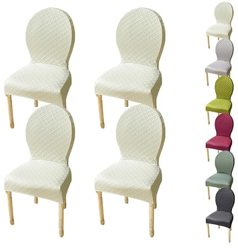 KCCRHIN Fundas Sillas con Respaldo Redondo Fundas Sillas De Comedor A Cuadros Fundas Sillas De Boda Fundas Elásticas Lavables para Sillas De Cocina Cubiertas para Silla De Comedor,A 4pcs