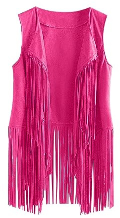 HAOLEI Tassel Gilet for Women UK Sale Clearance,Ladies Tassel Vest Hippie Costume Faux Suede Rivets Sleeveless Fringe Waistcoat Jacket Fancy Dress Open Front Boho Ethnic Jacket Cardigan