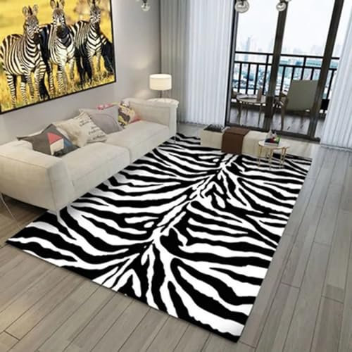 3D Gedruckt Bettvorleger Rutschfeste Area Teppich, Stilvolles Leopard-Zebra 3D Optische Illusion Teppiche Weich Flanell Bodenteppich Wohnzimmer Schlafzimmer Throw Runner Teppiche Low Profile T -9A3X1R