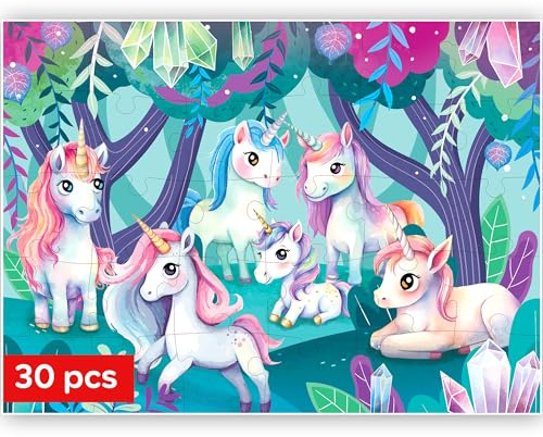 Puzzle für Kinder - Solo Puzzle ab 3 4 Jahre Für Mädchen und Jungen | 30 Teile Spielzeug zum Lernen von Einhörner - Spiele Geschenk für Mädchen und Jungen 5 6 7