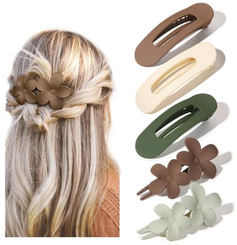 Lajiakoy® Pince Cheveux, 5 PCS Pince Crocodile Cheveux Antidérapantes, Pince Cheveux Femme, Barrette Cheveux Femme pour Cheveux Fins, Cheveux Épais, 5 Couleurs au Choix (5 Couleurs)