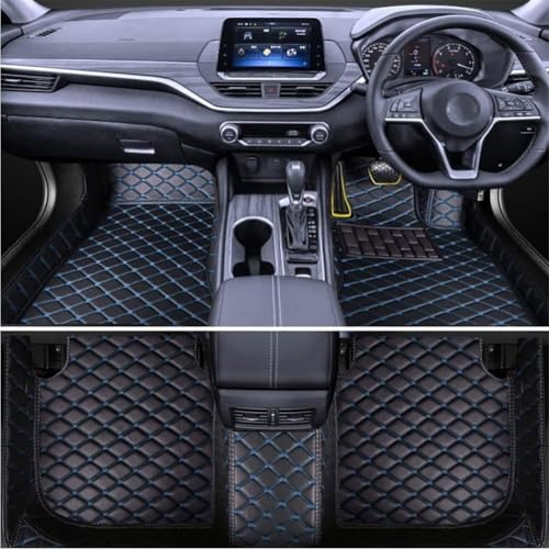 WBQdzsw Leder Auto Fußmatten für JAC T8 2021-2024, Wasserdicht und rutschfest Autoteppich All Inclusive Autofussmatte Auto-Innenpolster,B/Black-Blue