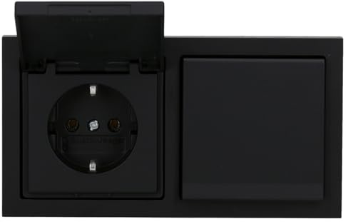 Busch-Jaeger future linear Steckdosen-Set mit Klappdeckel 2-fach | 2× 20 EUK-885 SCHUKO Steckdose mit Klappdeckel + 1× 1722-885K Rahmen