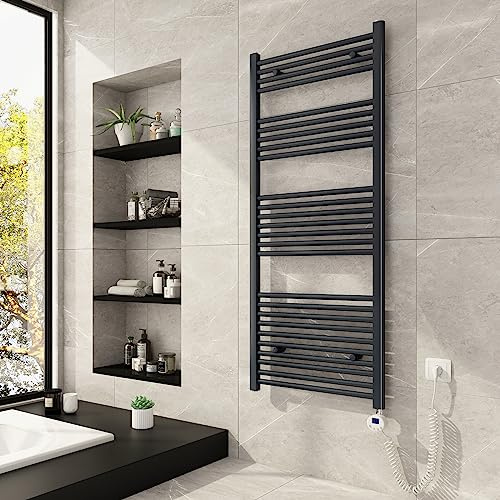Radiatori da Bagno Radiatore scaldasalviette Elettrico con termostato 1400 x 600mm radiatore scaldasalviette Elettrico radiatore scaldasalviette per Riscaldamento Antracite 661 wat