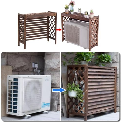 CZAOERXB Clôture De Climatiseur De Couverture De Radiateur en Bois pour Écran De Confidentialité Extérieur Volets À Persiennes Écran AC pour Le Stockage De Plantes sur Étagère D'unité Extér
