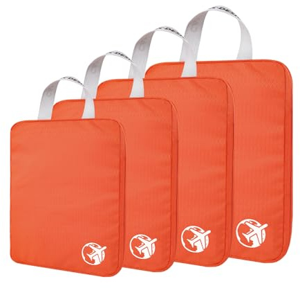 CANBOX Kompressions Packwürfel Set, Ultraleichtes Erweiterbar Koffer-Organizer Set, Wasserdichtem Nylon Packing Cubes, Compression Packtaschen für Koffer & Rucksack（4-teiliges Set）
