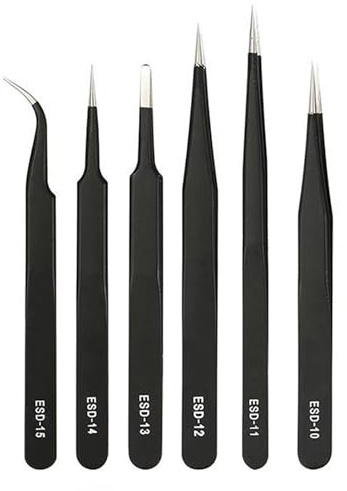 Yulokdwi Ensemble de pinces à épiler pour sourcils, ensemble de pinces à épiler de précision,Ensemble de pinces à épiler antistatiques en acier inoxydable, Kit de 6 pièces | Pincettes de retrait de