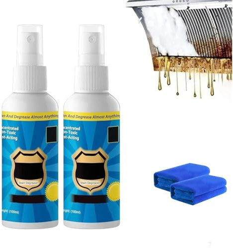 Magisches Entfettungsspray, Mehrzweck-Reinigungsspray ohne Abwaschen, Küchenreiniger-Spray, Entfetter für Öfen, Herde, Töpfe und Pfannen, Spülbecken (100ML,2PC)