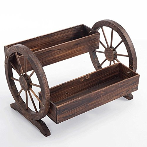 Supporto per Piante Multiple, portafiori in Legno Intagliato a Due Livelli, con Ruote, per Fiori, Vaso per Fiori, per Esterni, Giardinaggio, Decorativo, per balconi, portafiori, espositore per Piante
