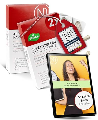 N1 Appetitzügler FORTE 84 Kapseln - Medizinprodukt zum Abnehmen | Appetithemmer bei starkem Übergewicht - unterstützt Diät und gesundes Gewichtsmanagement, für schnelles Abnehmen ohne Rezept