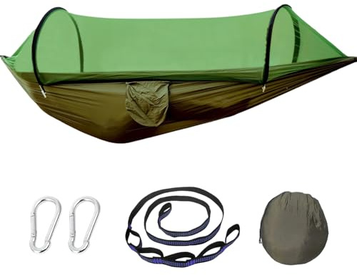 Hamac double portable robuste avec moustiquaire, sac de transport, sangles de fixation, mousquetons pour camping, jardin, plage (style 3, 260 x 140)