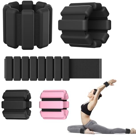 2 Stück verstellbare Handgelenkgewichte, Knöchelgewichte, Set für Übung/Walking/Joggen/Yoga/Aerobic/Pilates, Gewichtsband, Fitness-Armband (schwarz)
