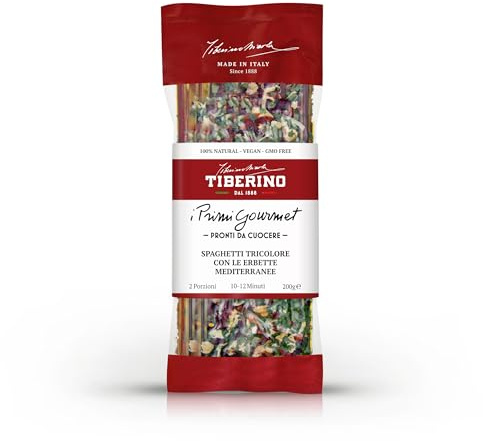 Tiberino 1888 - Spaghetti tricolori alle erbe aromatiche 200 g – Pasta artigianale gourmet pronta da cuocere