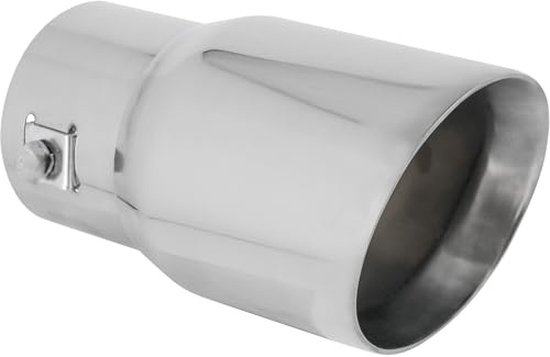 RECAMBO Auspuffblende schräg 139x76mm Edelstahl Chrom universal dezente Sportoptik - einfache Montage - fester Sitz - aufwertende Heckoptik - langlebige Oberfläche - sauberes Finish