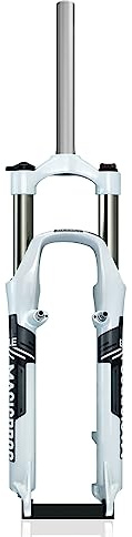 HZXQCVB 26 Zoll Mountainbike-Federgabel 1 1/8'' Gerades Rohr Aluminiumlegierung Mechanische Vorderradgabel QR 9mm Scheiben-/V-Bremse 100mm Federweg Manuelle Sperre(White-Gray)