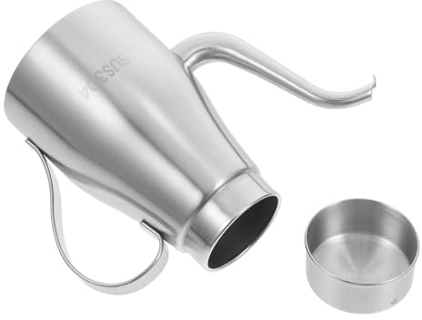 AUTSUPPL 13oz Stainless Steel Oil Dispenser Bottle with Spout, Food-grade 304 Grease Pouring Jug for Kitchen Cooking and Household Use