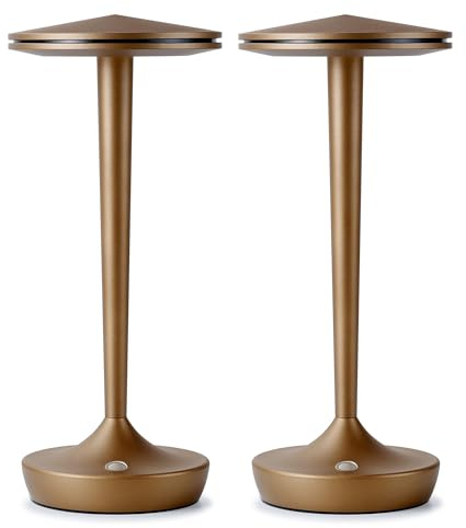 SLSMD 2 Pack Cordless Table Lamp Battery Operated Desk Lights 6000mAh Rechargeable Aluminum Metal Light 3 Color & Stepless Dimming Lamps Portable LED Lamp (2 Pack Titanium)