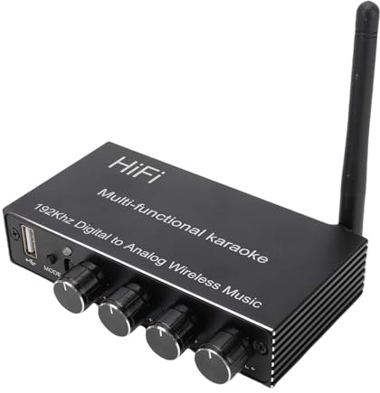 Plyisty Récepteur Bluetooth 5.4 pour Stéréo Domestique, Mélangeur de karaoké, Convertisseur Numérique vers Analogique avec Micro Optique Coaxial, Entrée USB AUX, Sortie AUX 3,5 Mm