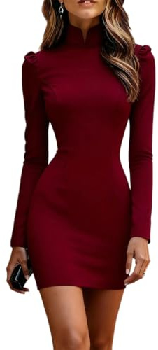 Cffdviz Blazerkappa för kvinnor Sexy Slim Fit Upprätt krage Bodycon Kostymklänningar
