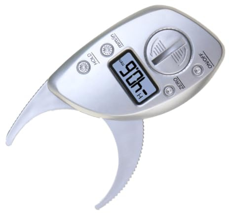 Digital Body Fat Caliper Portable Measure Tool for Women Men Silver | Plastic Metal Build, Display Reading, Reliable Easy Use, Compact Measure for Fitness Checks and Daily Tracking
