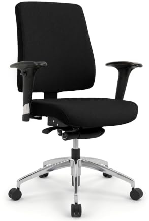 VERSEE Bürostuhl Basic mit ergonomisch geformter niedriger Rückenlehne aus Stoff in Schwarz - Für Büro, Home-Office - Belastbar bis 150kg