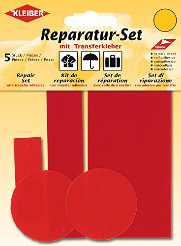Kleiber 5-er Set Selbstklebende Ausbesserungsflicken für Bekleidung aus Nylon, rot