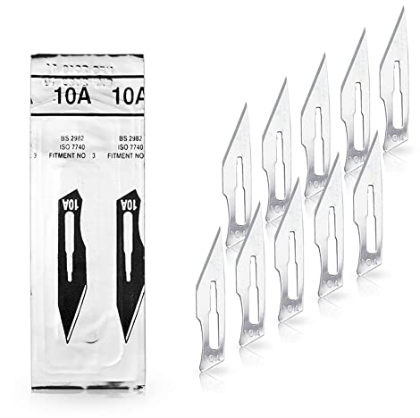 Lame di bisturi n° 10A - Sterili - Confezione da 10 unità - Made in Germany