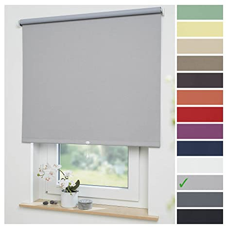 Liedeco® Rollo, Spring-, Schnapprollo / 112 x 180 cm (Breite x Höhe), hellgrau/Verdunkelnd, Abdunkelnd, Blickdicht/viele Farben, Größen und Typen/Breiten 60-200 cm/Variable Montage möglich