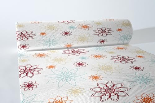 Sovie HORECA Linclass® Airlaid Tischläufer 40 cm x 24 m, stoffähnlich, Ideal für Sommer- & Gartenfeste Geburtstage Hochzeiten, florales Blüten-Design, Champetre