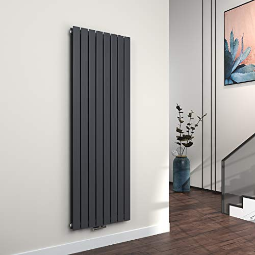 EMKE Vertikal Heizkörper 1800x616 mm Design Flachheizkörper mit Mittelanschluss, Doppellagig Anthrazit Paneelheizkörper Wandheizkörper für Bad, Schlafzimmer & Wohnzimmer, 2166W