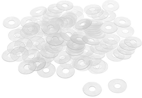 sourcing map Rondelle Nylon Plat Joint Étanchéité M6 18mm OD 6mm ID 0.9mm Épaisseur pour Robinet Tuyau Eau Transparent Paquet de 100