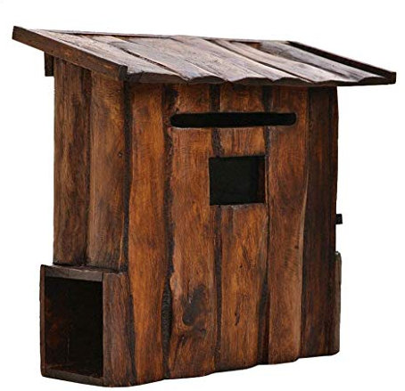 SMSOM Casella di Posta Casella Villa Porta in Legno per Esterni Cassette postali in Legno, Cassetta Postale di Grande capacità a Parete con Scomparto di giornali